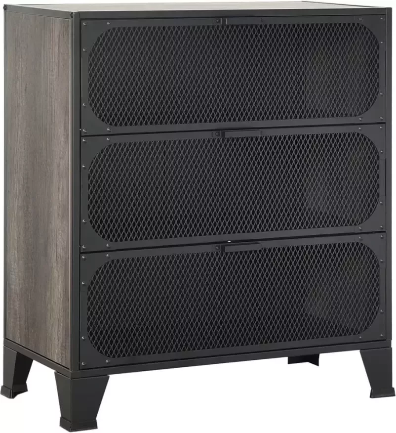 VidaXL -Opbergkasten-2-st-72x36x82-cm-metaal-en-MDF-grijs