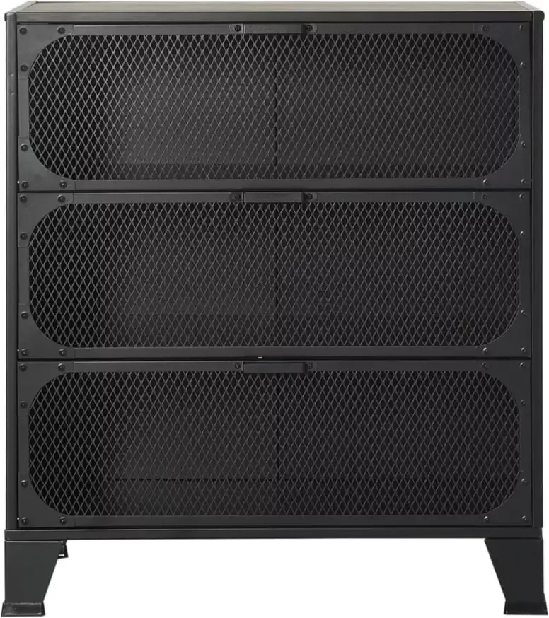 VidaXL -Opbergkasten-2-st-72x36x82-cm-metaal-en-MDF-grijs - Foto 2