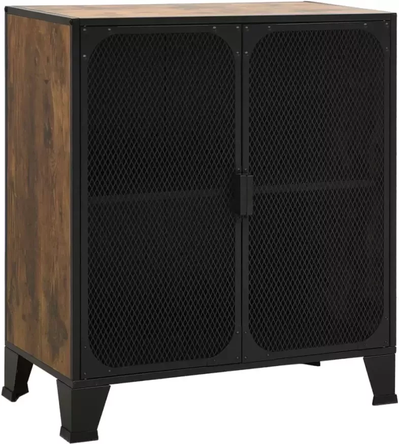 VidaXL -Opbergkasten-2-st-72x36x82-cm-metaal-en-MDF-rustiek-bruin - Foto 2