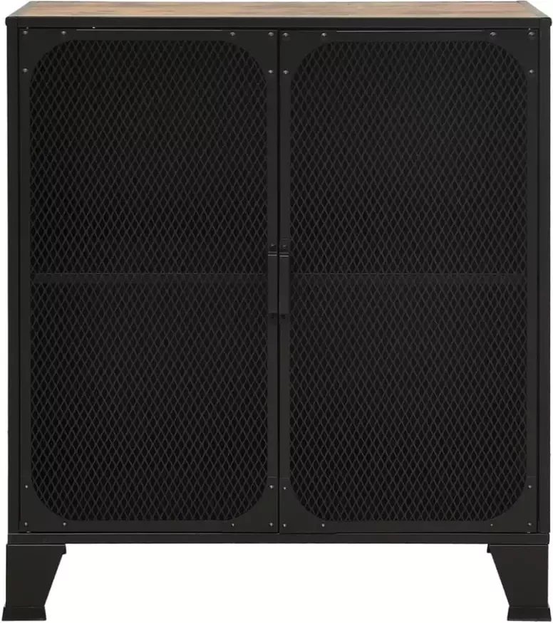 VidaXL -Opbergkasten-2-st-72x36x82-cm-metaal-en-MDF-rustiek-bruin - Foto 3