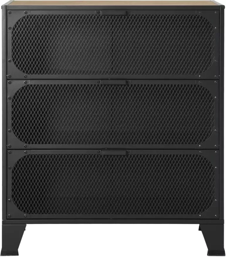 VidaXL -Opbergkasten-2-st-72x36x82-cm-metaal-en-MDF-rustiek-bruin - Foto 2