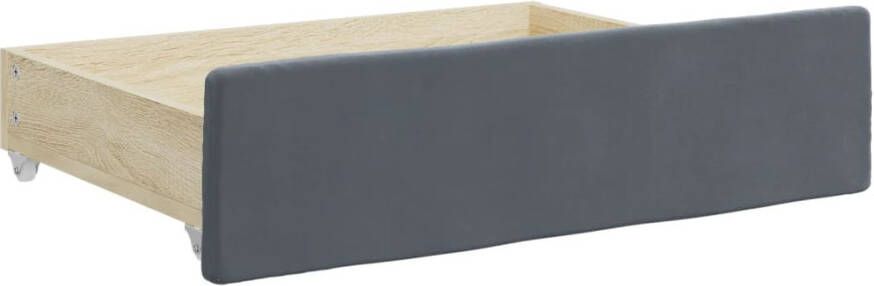 VidaXL Opberglades bed 2 st bewerkt hout en fluweel donkergrijs
