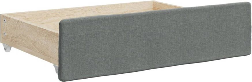 VidaXL Opberglades bed 2 st bewerkt hout en stof donkergrijs