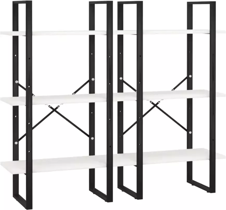 VidaXL Opbergrekken 2 St 60x30x210 Cm Massief Grenenhout Wit - Foto 3