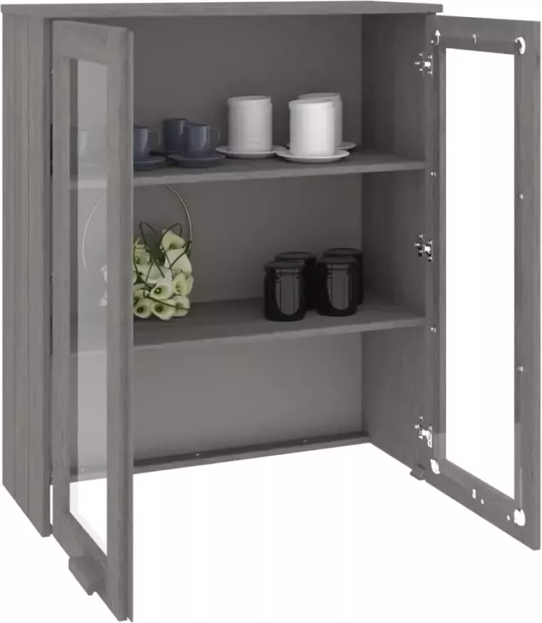 VidaXL -Opzetkast-HAMAR-85x35x100-cm-massief-grenenhout-lichtgrijs