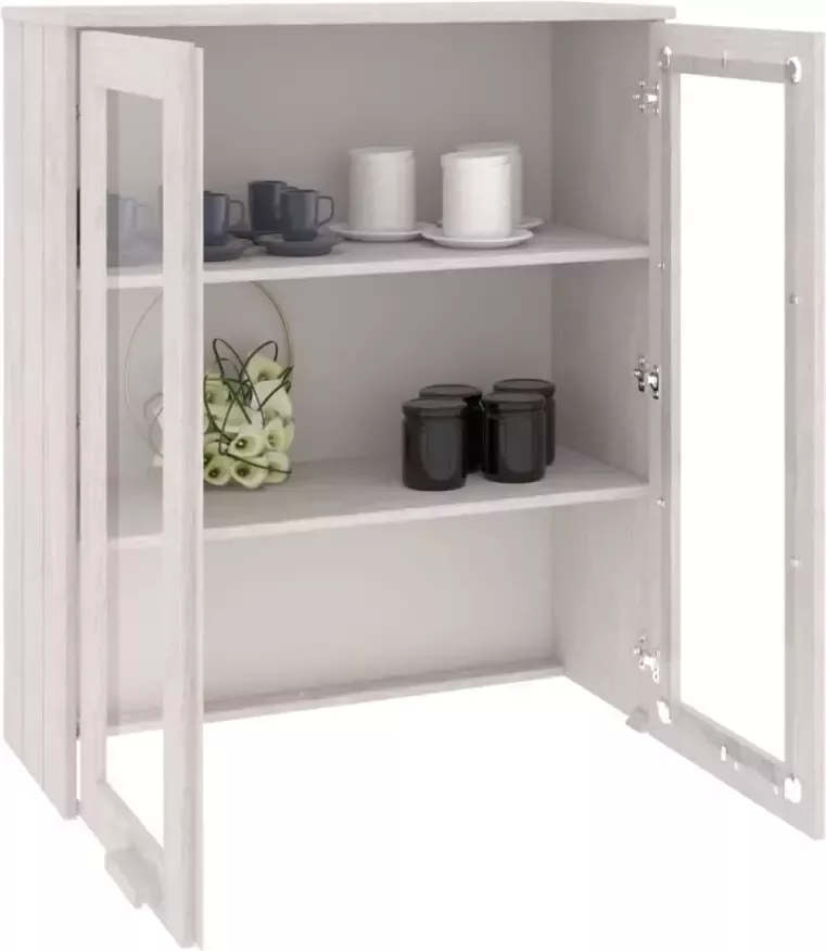 VidaXL -Opzetkast-HAMAR-85x35x100-cm-massief-grenenhout-wit - Foto 2