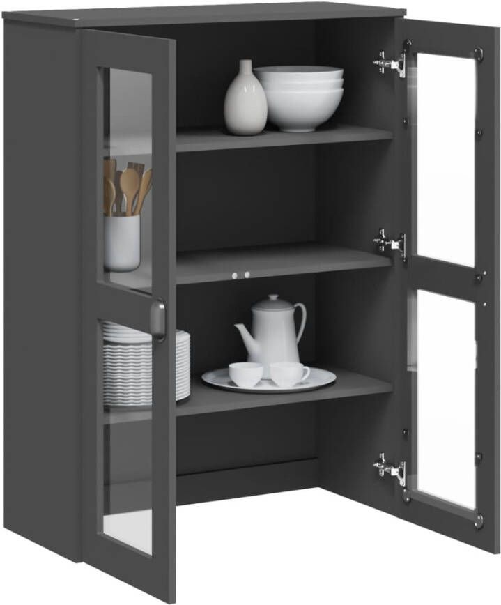 VidaXL -Opzetkast-VIKEN-massief-grenenhout-antracietgrijs - Foto 2