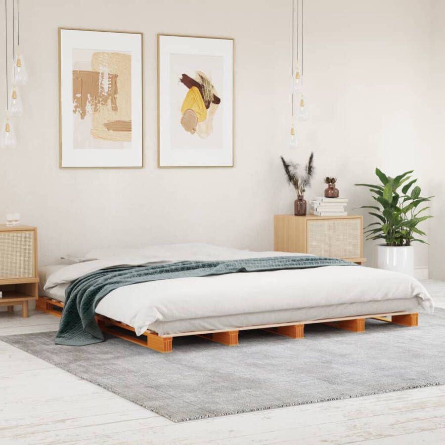 VidaXL -Palletbed-massief-grenenhout-wasbruin-180x200-cm