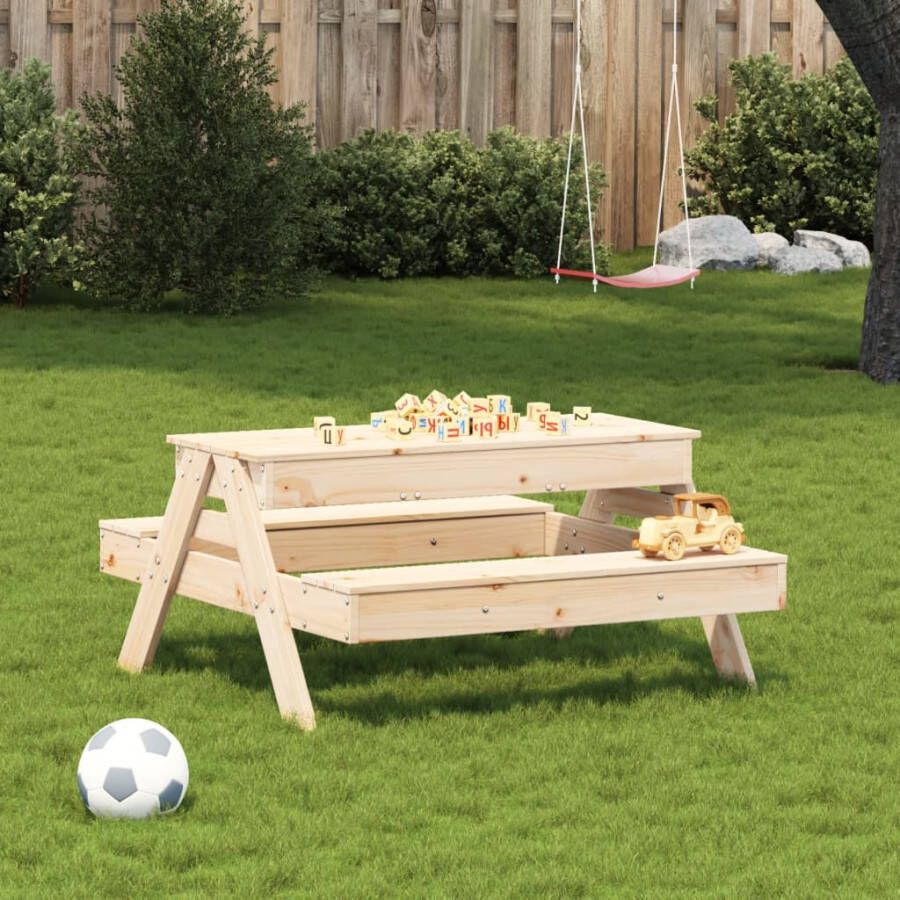 VIDAXL Picknicktafel met zandbak voor kinderen massief grenenhout - Foto 1