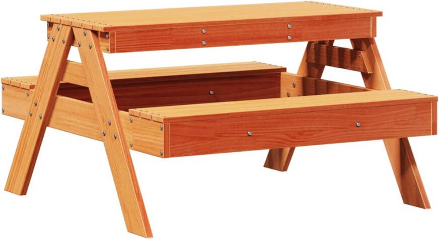VIDAXL Picknicktafel voor kinderen 88x97x52 cm grenenhout wasbruin - Foto 3