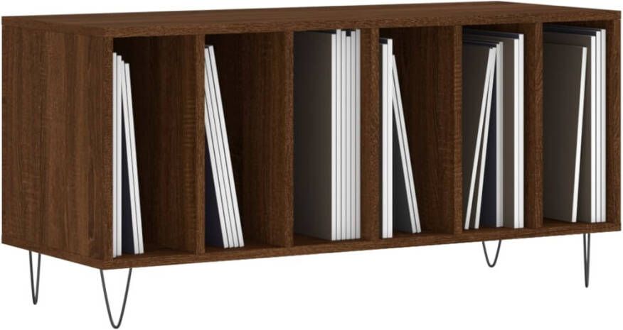 VidaXL Platenkast 100x38x48 cm bewerkt hout bruineikenkleurig - Foto 2