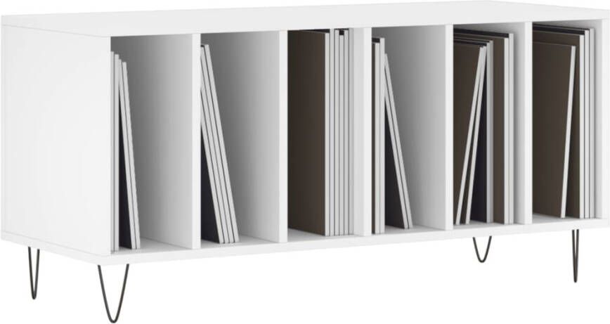 VIDAXL Platenkast 100x38x48 cm bewerkt hout wit - Foto 2