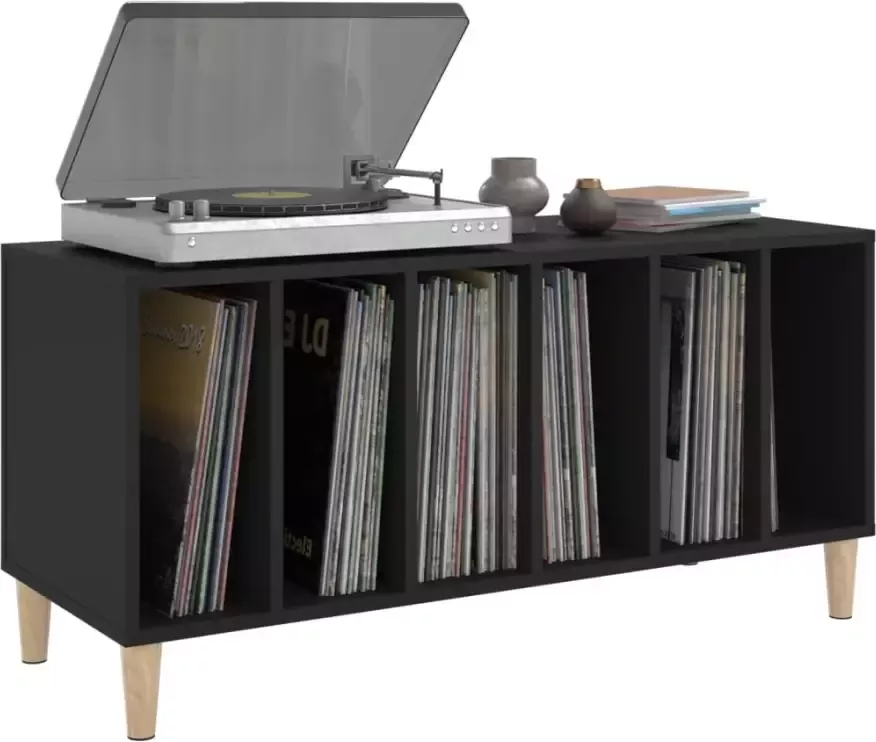 VidaXL Platenkast 100x38x48 cm bewerkt hout zwart - Foto 2