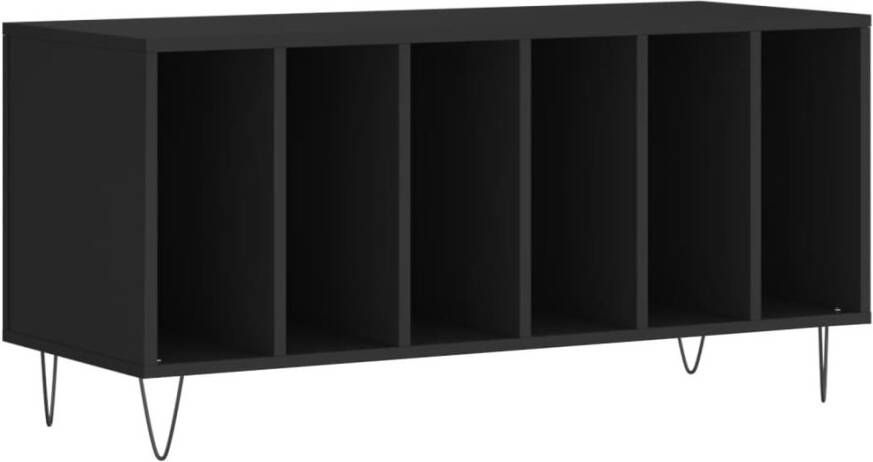 VIDAXL Platenkast 100x38x48 cm bewerkt hout zwart - Foto 2