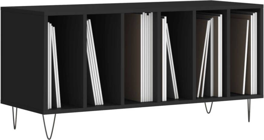 VIDAXL Platenkast 100x38x48 cm bewerkt hout zwart