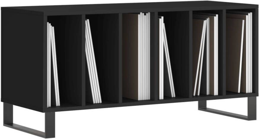VIDAXL Platenkast 100x38x48 cm bewerkt hout zwart - Foto 2