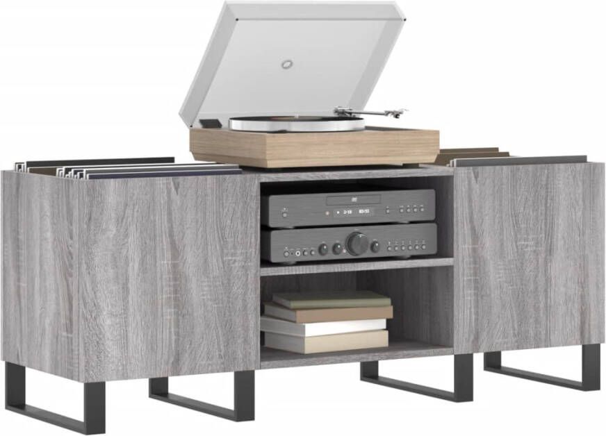 VIDAXL Platenkast 121x38x48 cm bewerkt hout grijs sonoma eikenkleurig - Foto 2