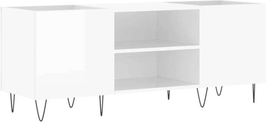 VIDAXL Platenkast 121x38x48 cm bewerkt hout hoogglans wit - Foto 2