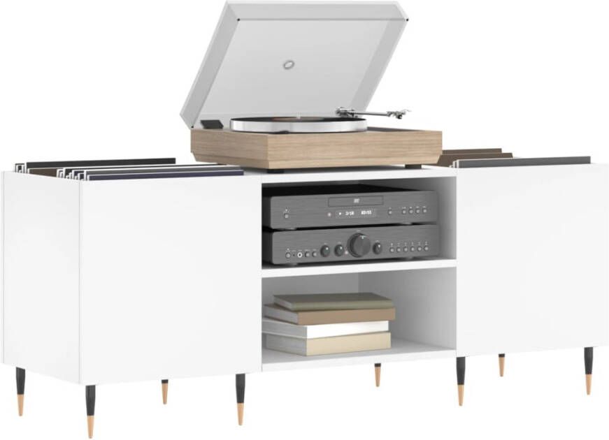 VIDAXL Platenkast 121x38x48 cm bewerkt hout wit - Foto 1
