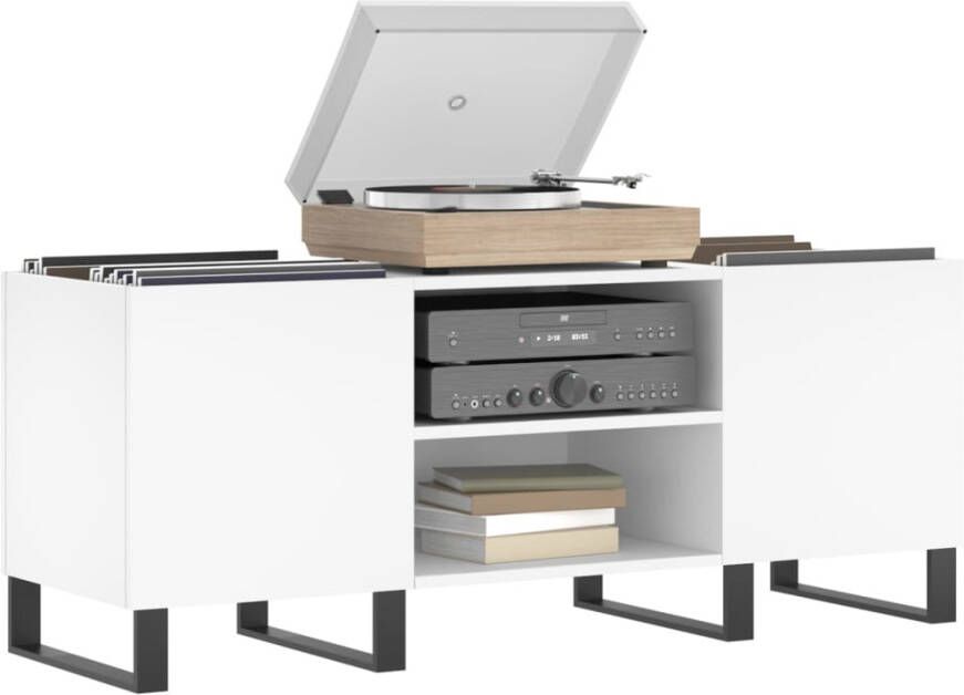 VIDAXL Platenkast 121x38x48 cm bewerkt hout wit - Foto 1