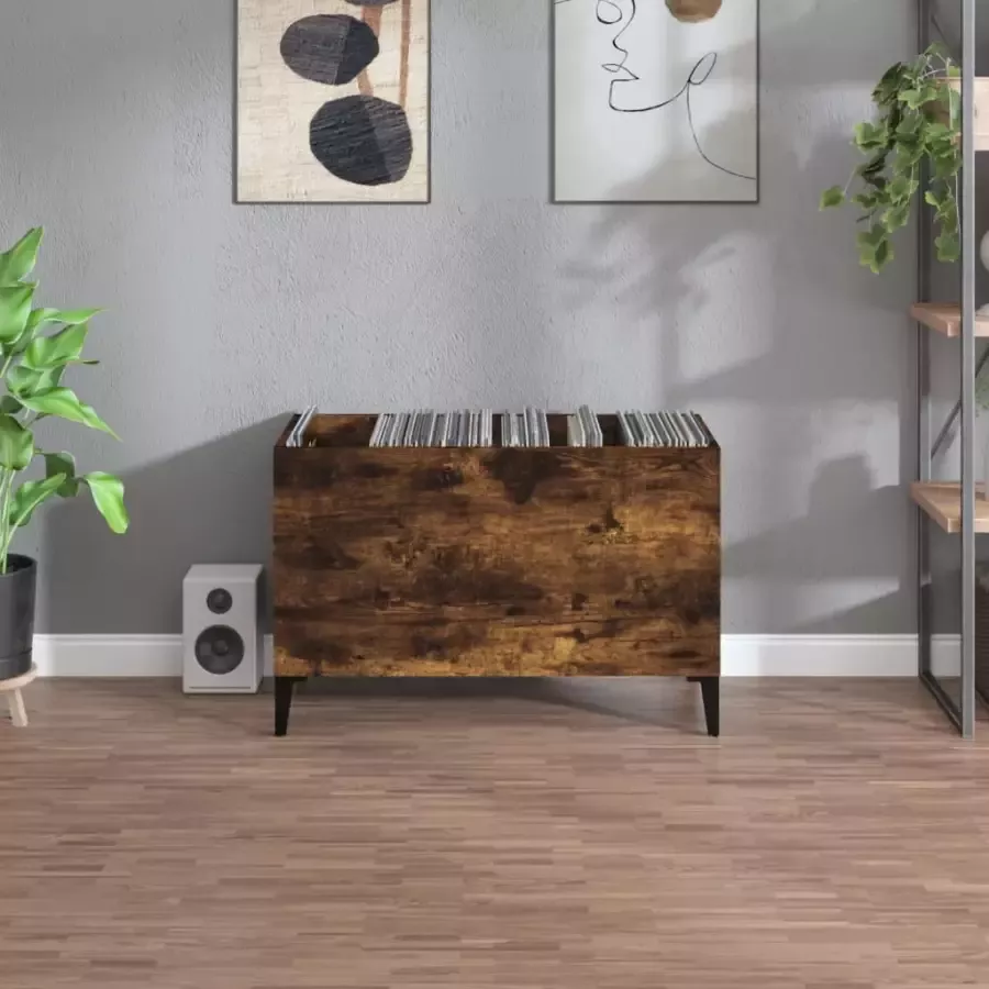 VIDAXL Platenkast 74 5x38x48 cm bewerkt hout gerookt eikenkleurig - Foto 1