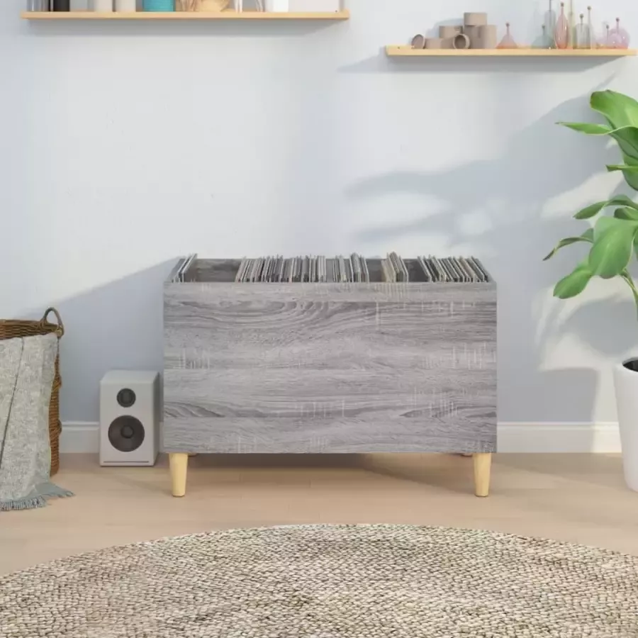 VIDAXL Platenkast 74 5x38x48 cm bewerkt hout grijs sonoma eikenkleurig - Foto 2