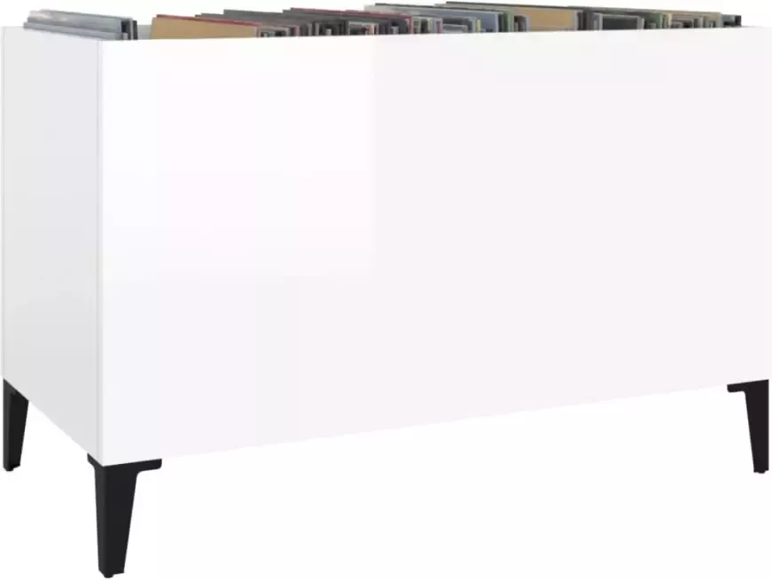 VIDAXL Platenkast 74 5x38x48 cm bewerkt hout hoogglans wit - Foto 2