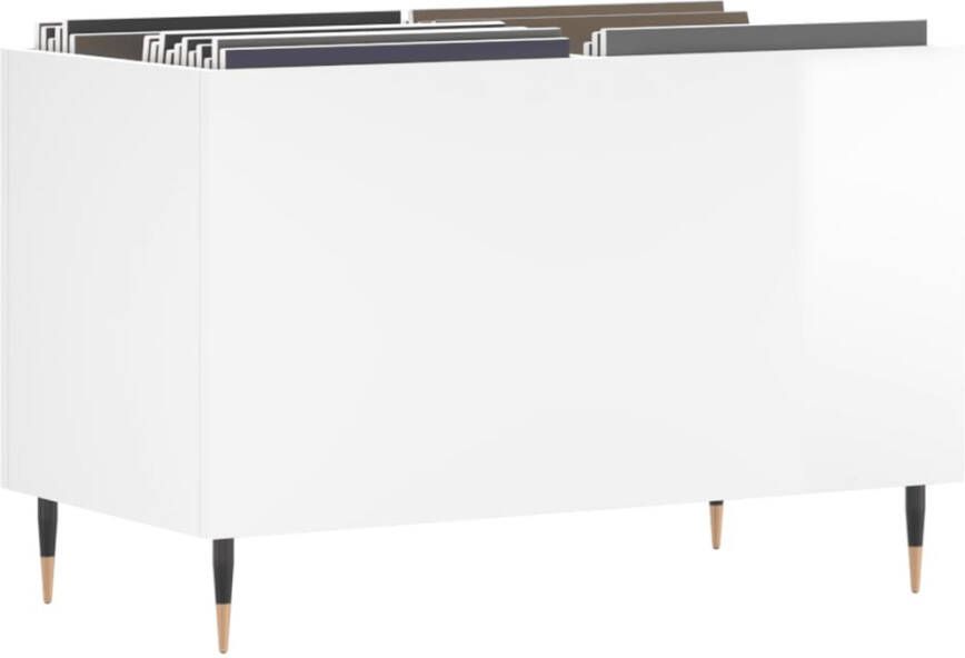 VidaXL Platenkast 74 5x38x48 cm bewerkt hout hoogglans wit