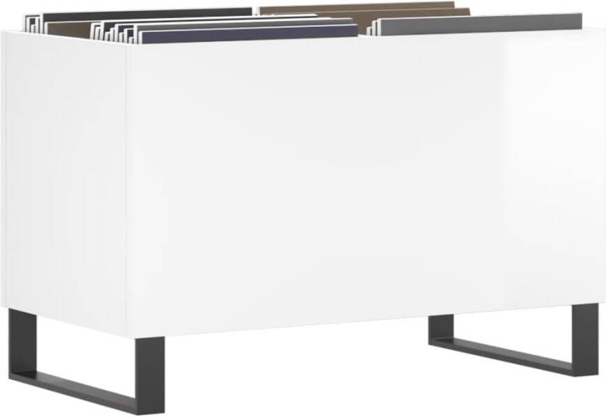 VidaXL Platenkast 74 5x38x48 cm bewerkt hout hoogglans wit