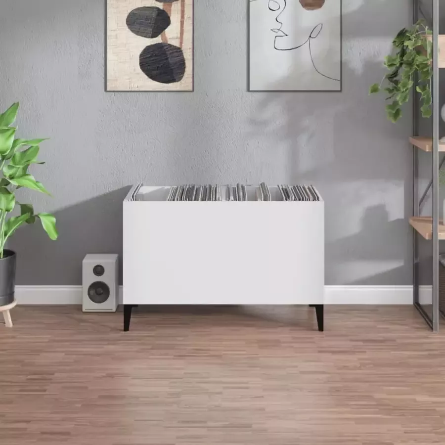 VIDAXL Platenkast 74 5x38x48 cm bewerkt hout wit - Foto 2