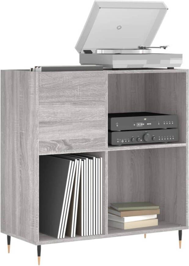 VIDAXL Platenkast 84 5x38x89 cm bewerkt hout grijs sonoma eikenkleurig - Foto 3