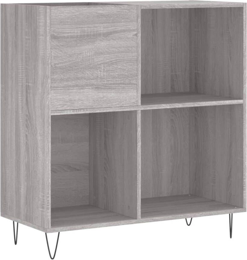 VIDAXL Platenkast 84 5x38x89 cm bewerkt hout grijs sonoma eikenkleurig