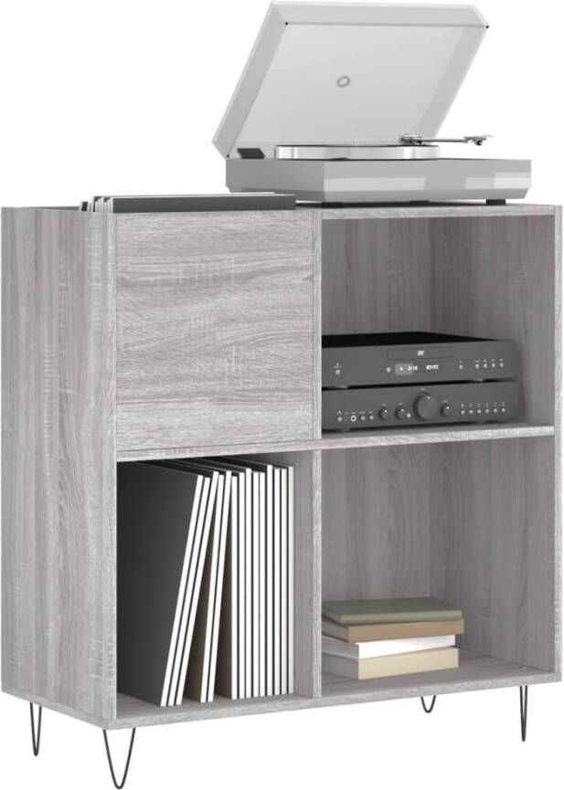 VIDAXL Platenkast 84 5x38x89 cm bewerkt hout grijs sonoma eikenkleurig - Foto 3