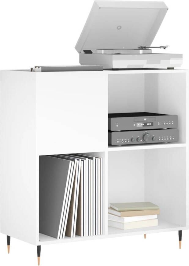 VIDAXL Platenkast 84 5x38x89 cm bewerkt hout hoogglans wit - Foto 3