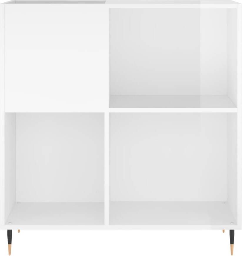VIDAXL Platenkast 84 5x38x89 cm bewerkt hout hoogglans wit - Foto 2