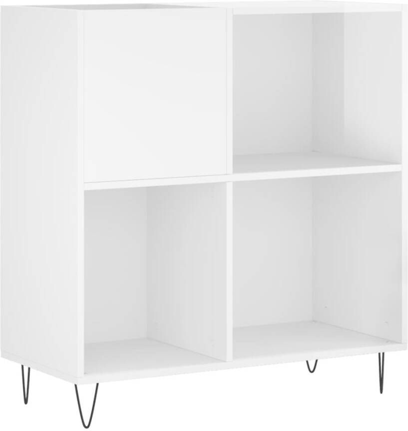 VIDAXL Platenkast 84 5x38x89 cm bewerkt hout hoogglans wit