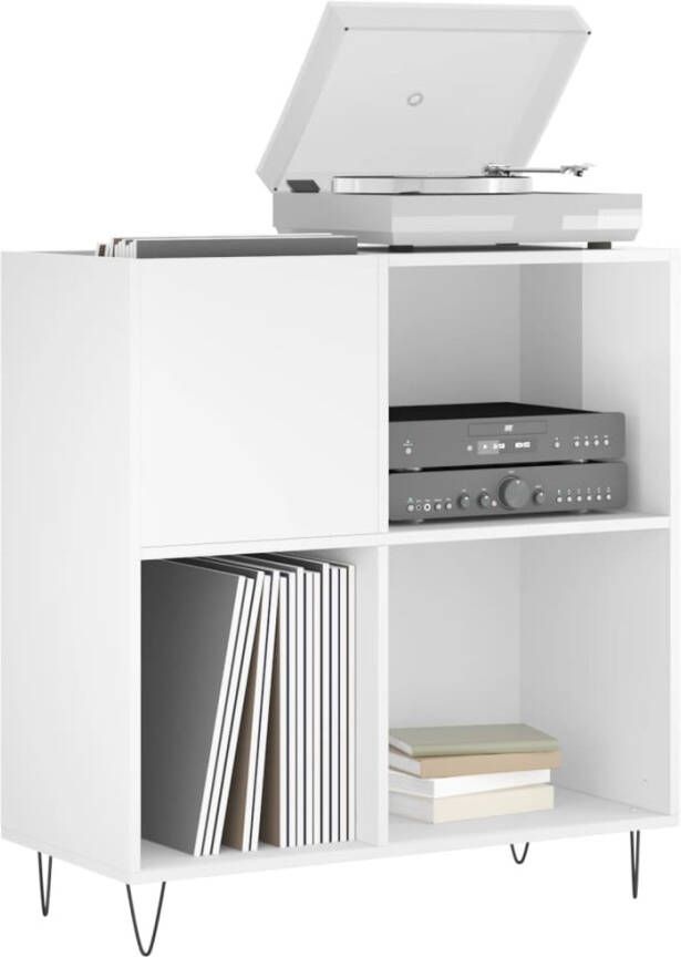 VIDAXL Platenkast 84 5x38x89 cm bewerkt hout hoogglans wit - Foto 3