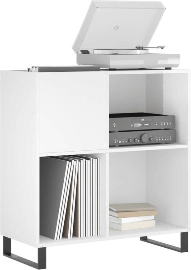 VIDAXL Platenkast 84 5x38x89 cm bewerkt hout hoogglans wit - Foto 3