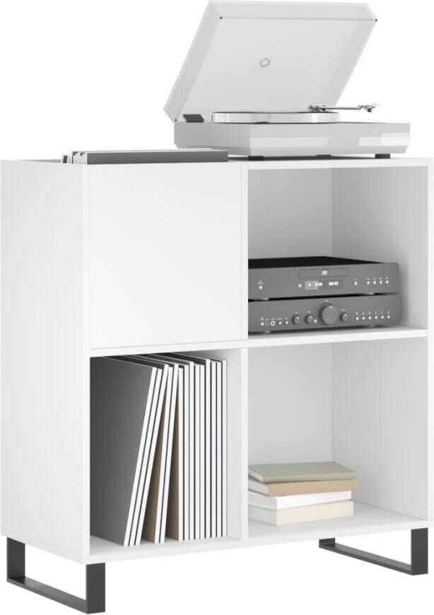 VIDAXL Platenkast 84 5x38x89 cm bewerkt hout wit - Foto 3