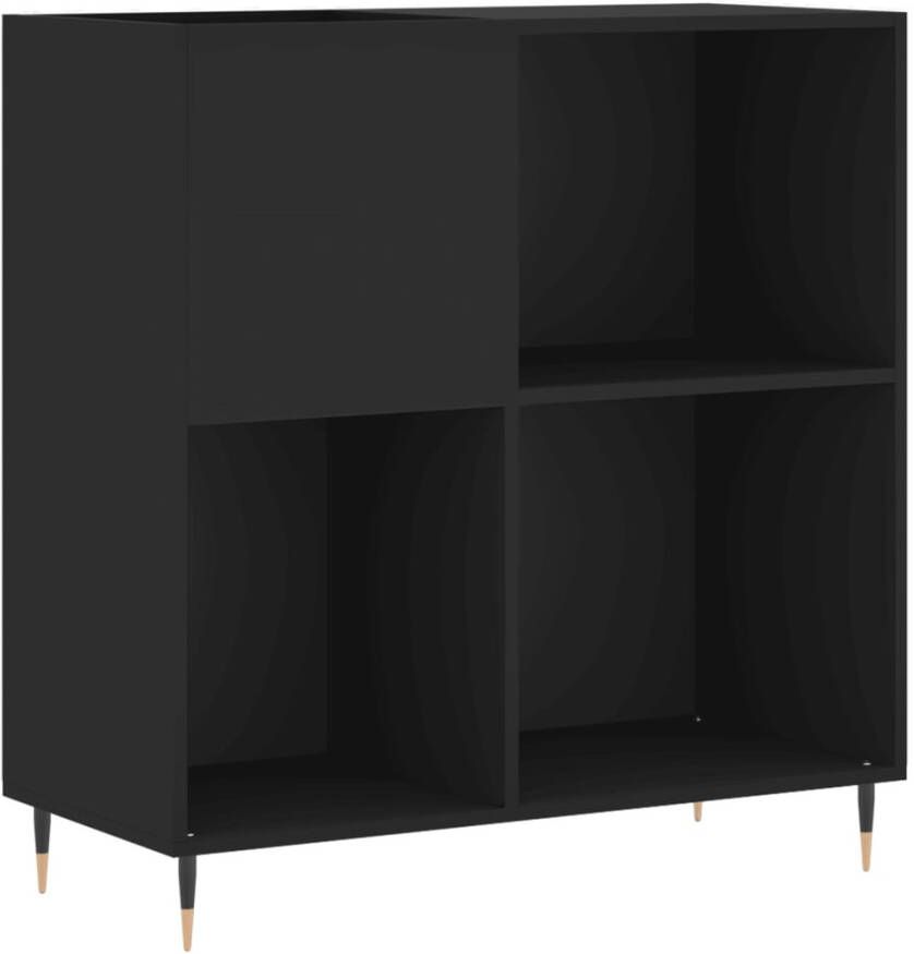 VIDAXL Platenkast 84 5x38x89 cm bewerkt hout zwart - Foto 2