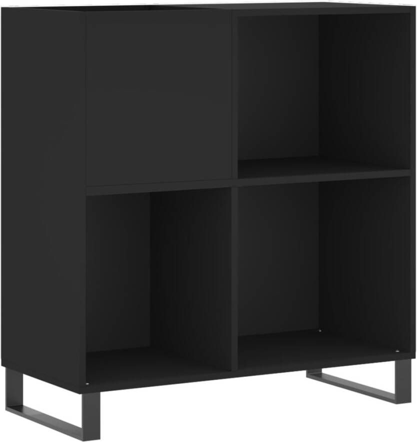 VIDAXL Platenkast 84 5x38x89 cm bewerkt hout zwart