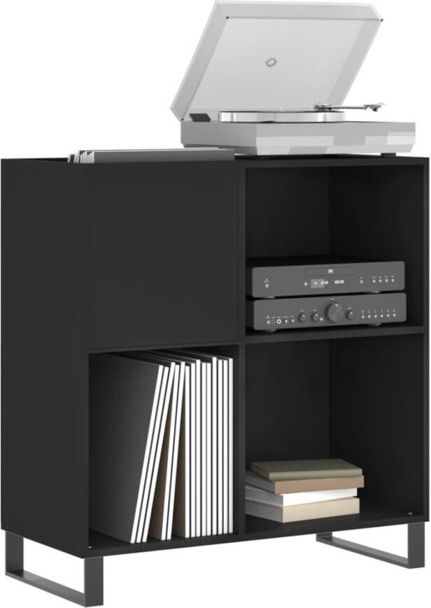 VIDAXL Platenkast 84 5x38x89 cm bewerkt hout zwart - Foto 3