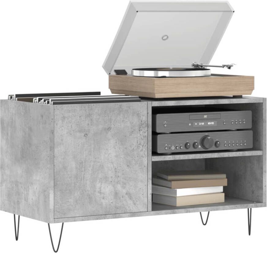 VIDAXL Platenkast 85x38x48 cm bewerkt hout betongrijs