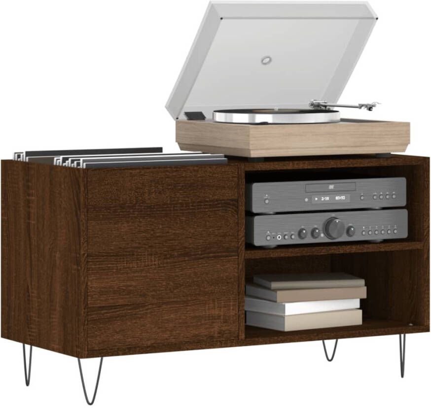 VidaXL Platenkast 85x38x48 cm bewerkt hout bruineikenkleurig - Foto 2