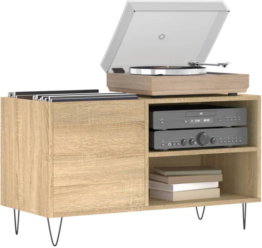 VIDAXL Platenkast 85x38x48 cm bewerkt hout sonoma eikenkleurig - Foto 2