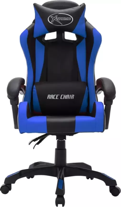 VidaXL -Racestoel-met-RGB-LED-verlichting-kunstleer-blauw-en-zwart - Foto 3