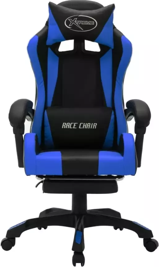 VidaXL -Racestoel-met-RGB-LED-verlichting-kunstleer-blauw-en-zwart - Foto 3