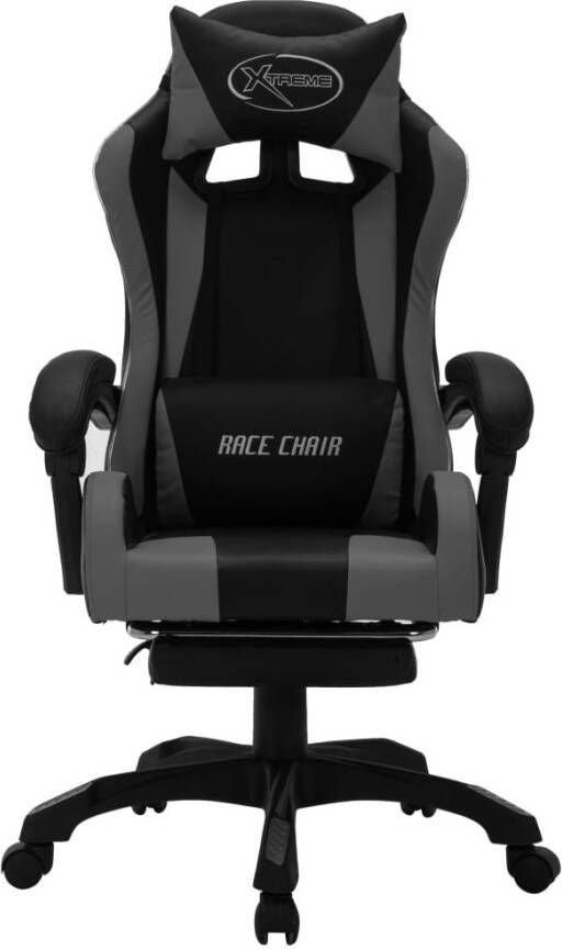 VidaXL -Racestoel-met-RGB-LED-verlichting-kunstleer-grijs-en-zwart - Foto 3