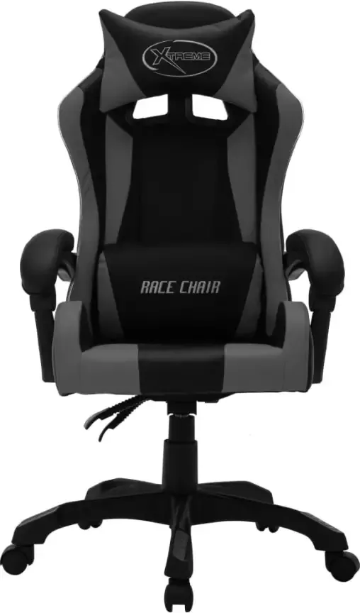 VidaXL -Racestoel-met-RGB-LED-verlichting-kunstleer-grijs-en-zwart - Foto 3