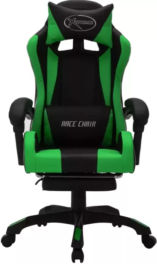 VidaXL -Racestoel-met-RGB-LED-verlichting-kunstleer-groen-en-zwart - Foto 2